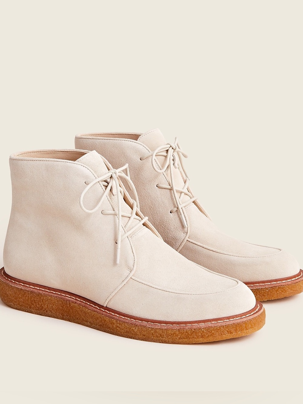 J.Crew Suede Lace-Up Desert Boots in Cream, size 8.5